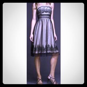 Strapless tulle dress with caviar beading