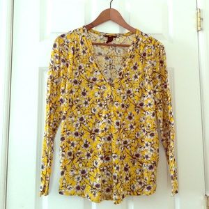 Yellow floral print top