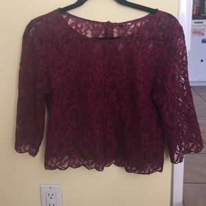 Maroon lace crop top