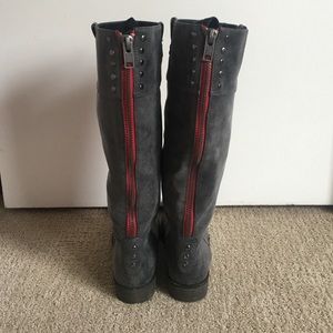 Madden Girl Gray Boots with Red Zipper