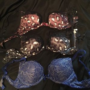 3 Emma Push Up Bras 32A