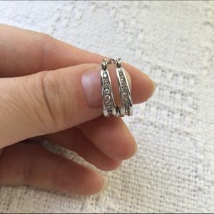 White gold diamond hoop earrings
