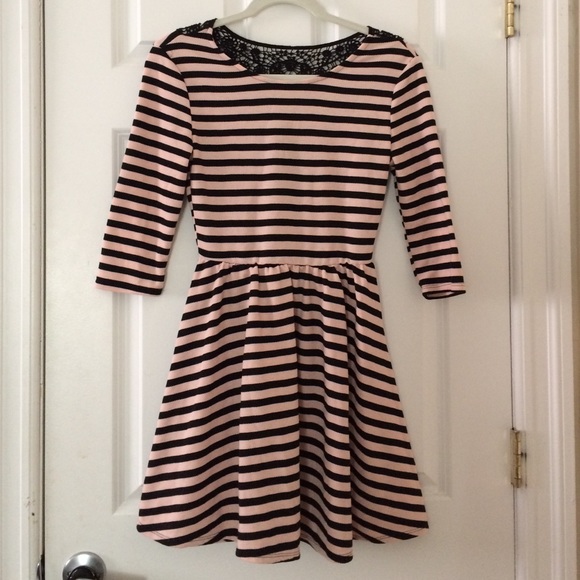 Pink/black striped dress