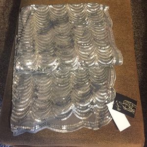 New silver shawl perfect for holiday parties