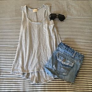 Gray and White Stripe Tank Top