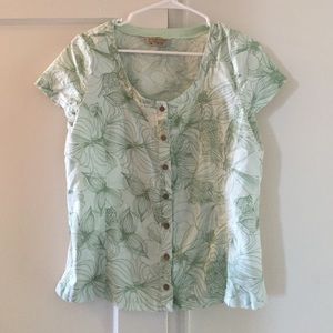 Green floral button up