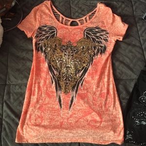 Coral graphic T-shirt