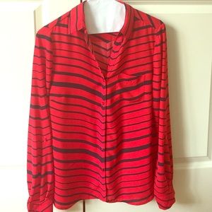 The Limited Ashton Blouse- red and navy