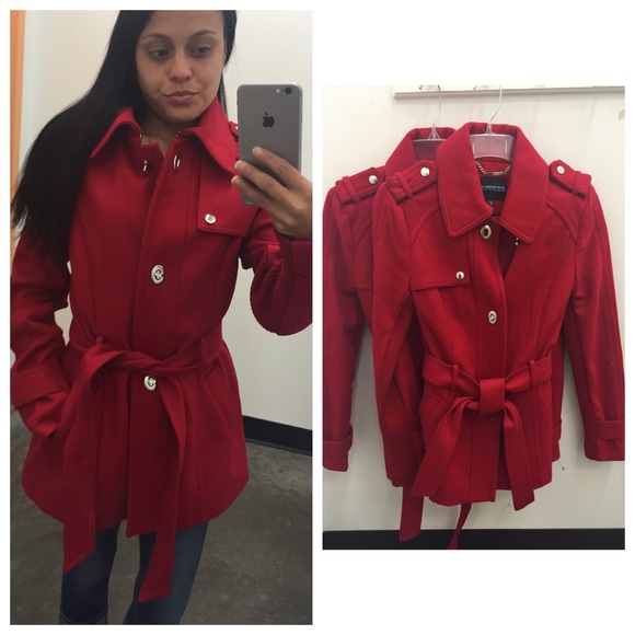 Express Red Wool Blend Turn Lock Trench Coat- S