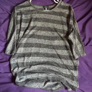 Grey Striped Quarter Sleeved Top