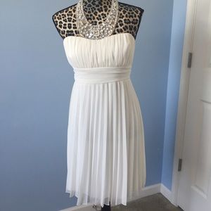 NWOT ivory chiffon dress with jeweled neckline