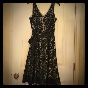 Tahari Black Lace Sleeveless Fit & Flare Dress