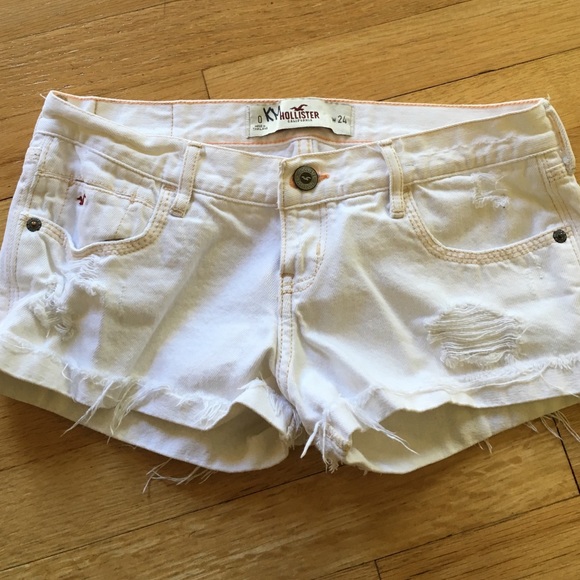 Hollister Low Rise White Jean Shorts