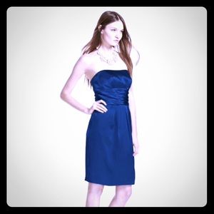 Short Charmeuse Dress with Ruched Waist and Pocket