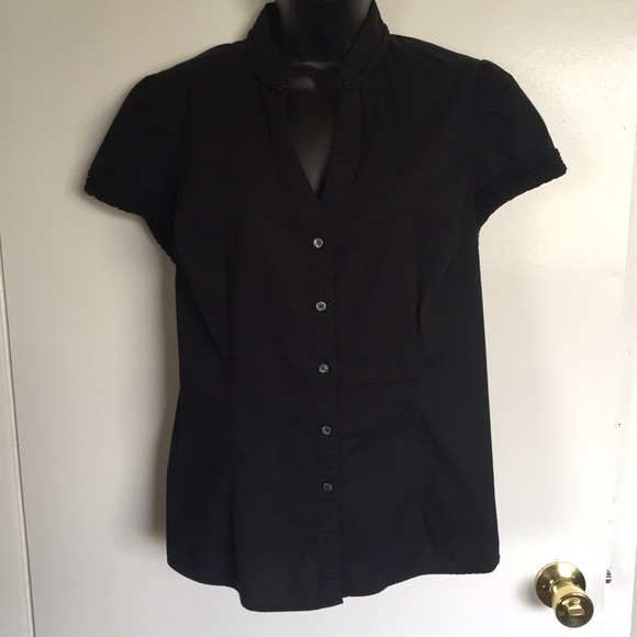 Large black button down blouse