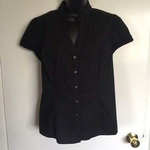 Large black button down blouse
