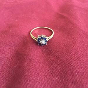 14k gold sapphire and diamond ring