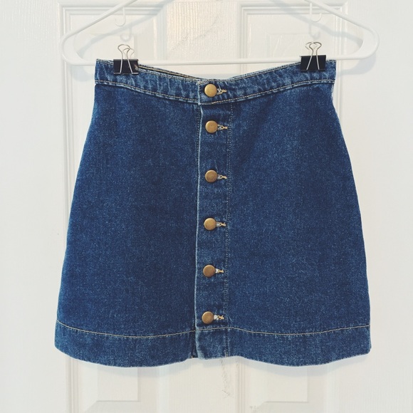 AMERICAN APPAREL DENIM A-LINE BUTTON SKIRT