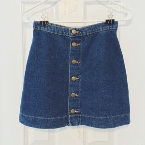 AMERICAN APPAREL DENIM A-LINE BUTTON SKIRT