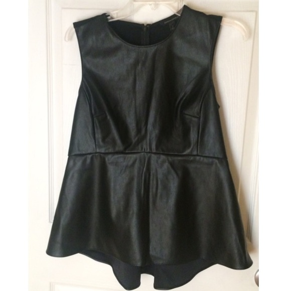 Faux leather peplum top