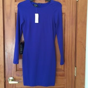 Bebe NWT solid blue long sleeve bodycon dress