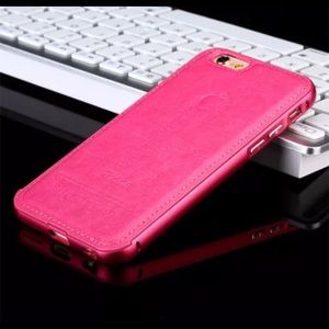 Luxury Aluminum Metal Leather Pink iPhone 6 Plus