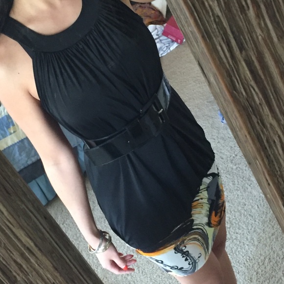 Sexy size S mini black dress with abstract design