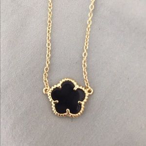 Gold black flower necklace