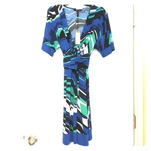 BCBGMaxAzria Blue Kaitlin Printed Stretch Dress