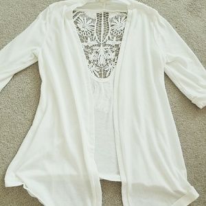 White layering cardigan. Lightweight.
