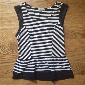 CHARLOTTE RUSSE black striped Peplum top