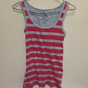 Pink and grey striped tank. Size medium
