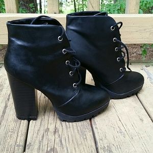 Black Faux Leather Booties