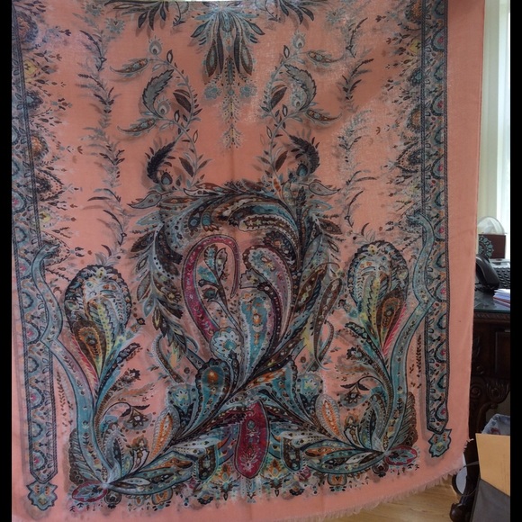 NWOT Peach Paisley Scarf - Picture 3 of 4