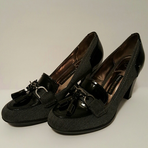 School House Patent Faux Leather & Gray Fabric