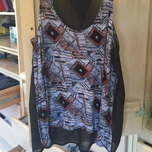 Flowy tank with pattern and sheer back