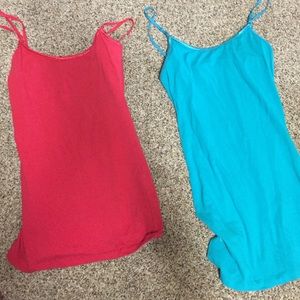 Two camis. Both small. One red one teal.