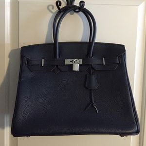 Blue leather satchel