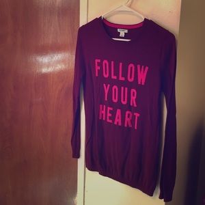 "Follow Your Heart" Knit Long Sleeve Shirt
