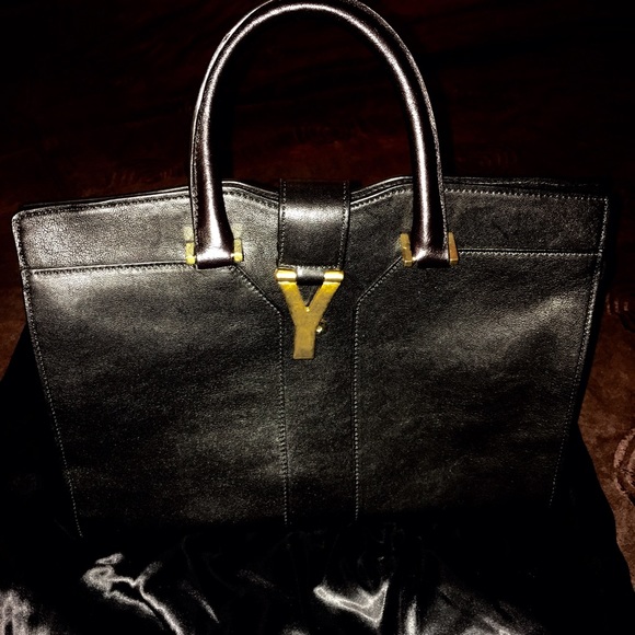 YSL Petite ligne Y leather tote in black