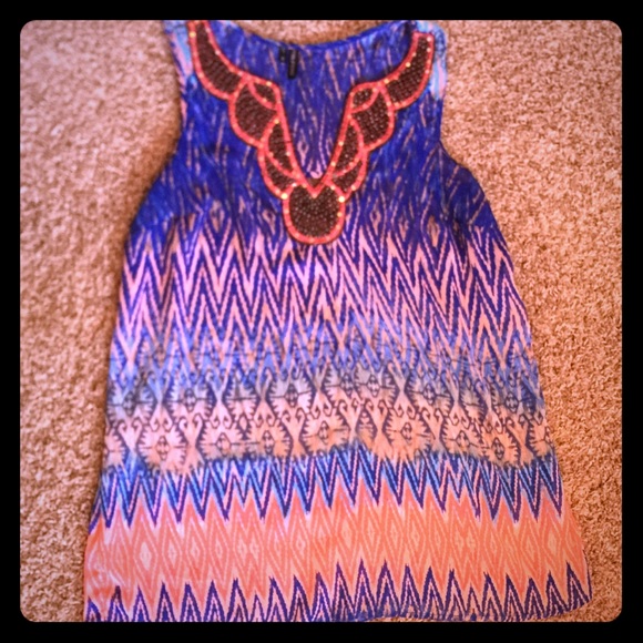 Chevron beaded tank top