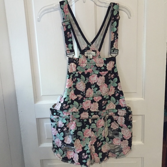 Forever 21 floral overalls