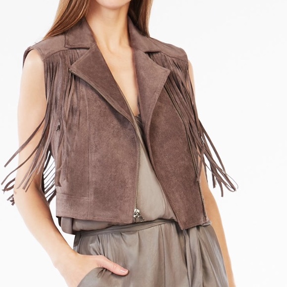 Faux Suede Fringe Vest