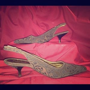 Prada Milano Brown Heel with embroidery