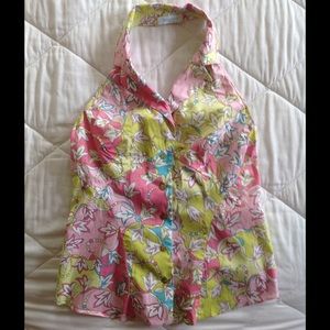 Emilio Pucci pink & green halter top IT Sz 46