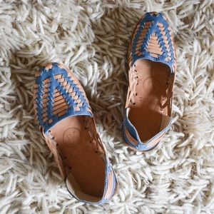 Brand new ix denim and leather huarache sandals