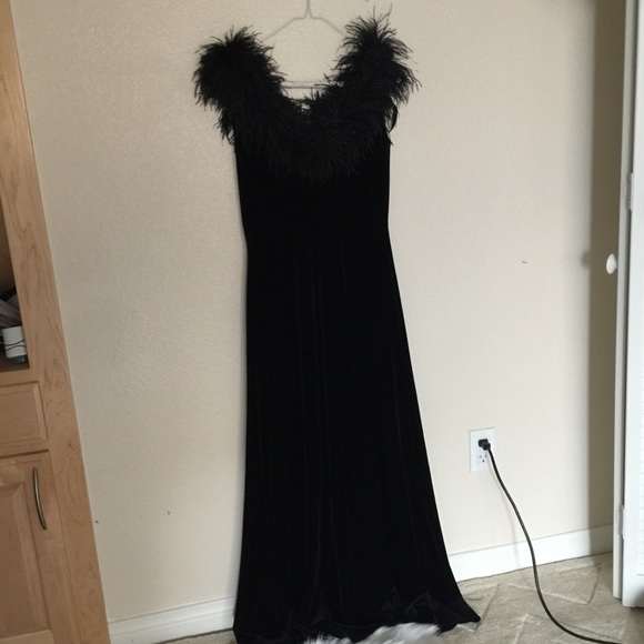 Feather dress velvet small vintage inspired great