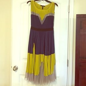 BCBGMaxAzria Pleated Color Block Dress