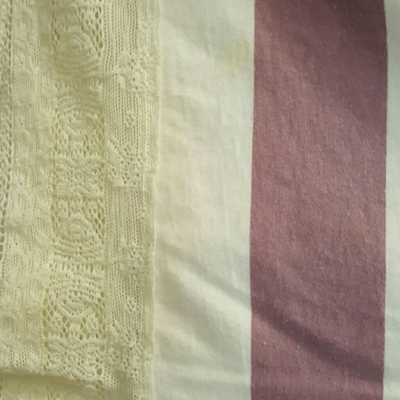 Purple, White, and Lace Striped Long Sleeve Crop - Picture 2 of 3