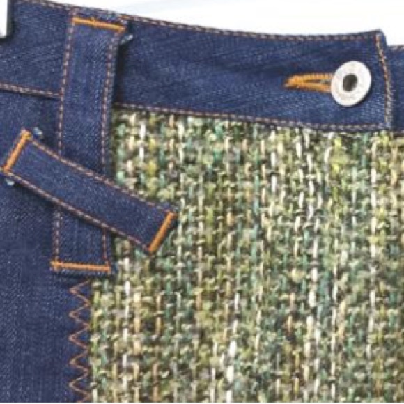 DOLCE AND GABBANA GREEN TWEED TRIM SKIRT 6 - Picture 3 of 4